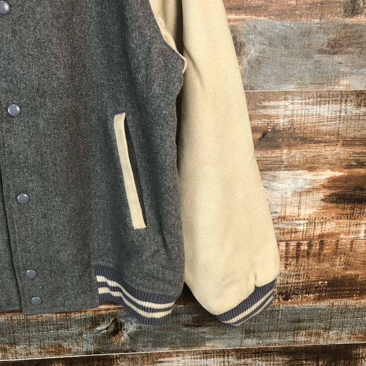 Japanese Brand Ueno Iryo Inc made in japan Grey Varsity Jacket #A1299 Size US M / EU 48-50 / 2 - 8 Thumbnail