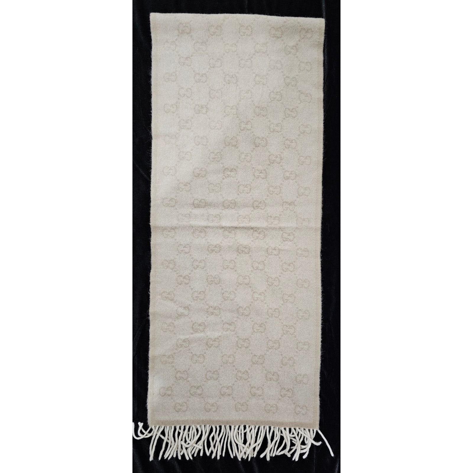 Gucci Gucci Muffler Stole Wool GG Pattern Fringe -White/Cream Size ONE SIZE - 4 Thumbnail