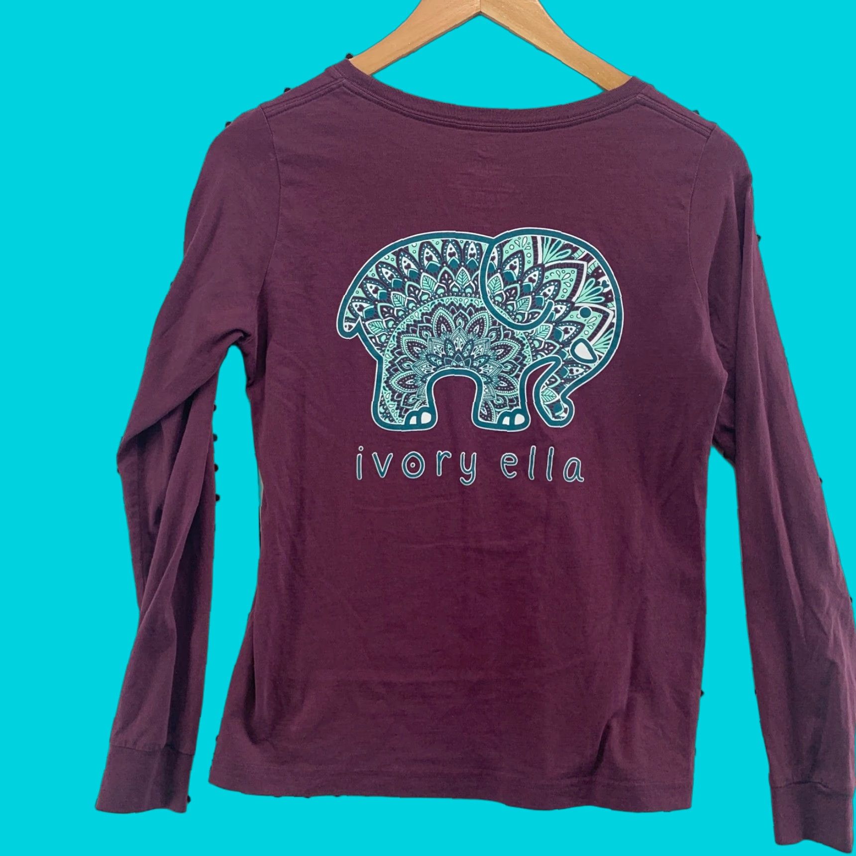 Vintage Ivory Ella Purple Long Sleeve Shirt Womans Small Pocket TEE Elephent Logo 17X22 Size S / US 4 / IT 40 - 1 Thumbnail