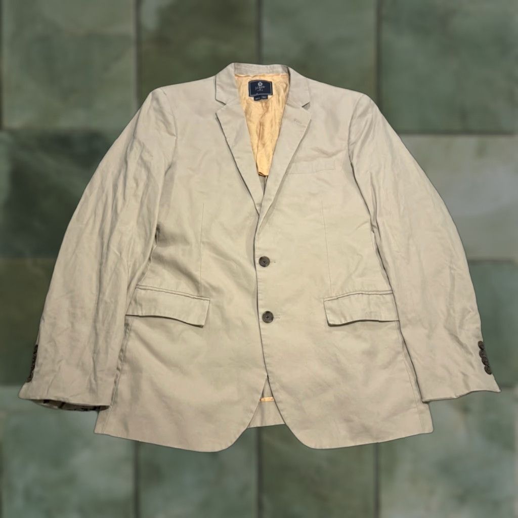 J.Crew J.CREW Blazer Adult 40R Beige Cotton Slim Notch Lapel Double-Vented Mens Size 40R - 1 Thumbnail