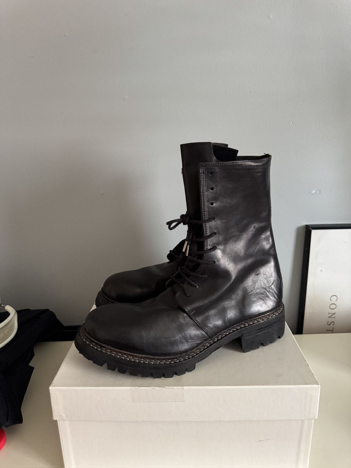 A1923 A Diciannoveventitre Combat Boots Lace Up Horse Leather Size US 11 / EU 44 - 2 Thumbnail