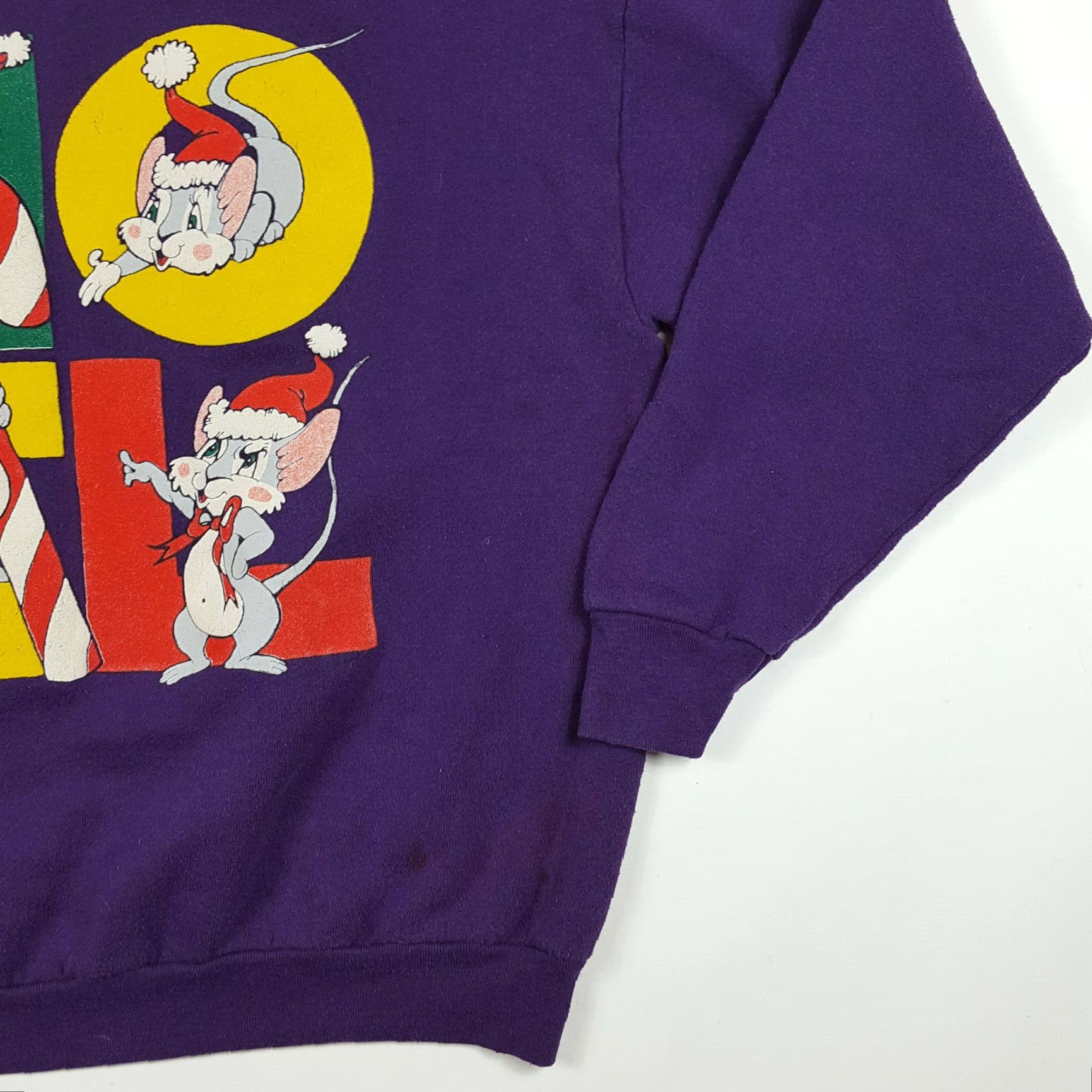 Fruit Of The Loom VINTAGE Noel Christmas Mice Sweatshirt Pullover Crew Neck L Purple Nike? Size US L / EU 52-54 / 3 - 4 Thumbnail