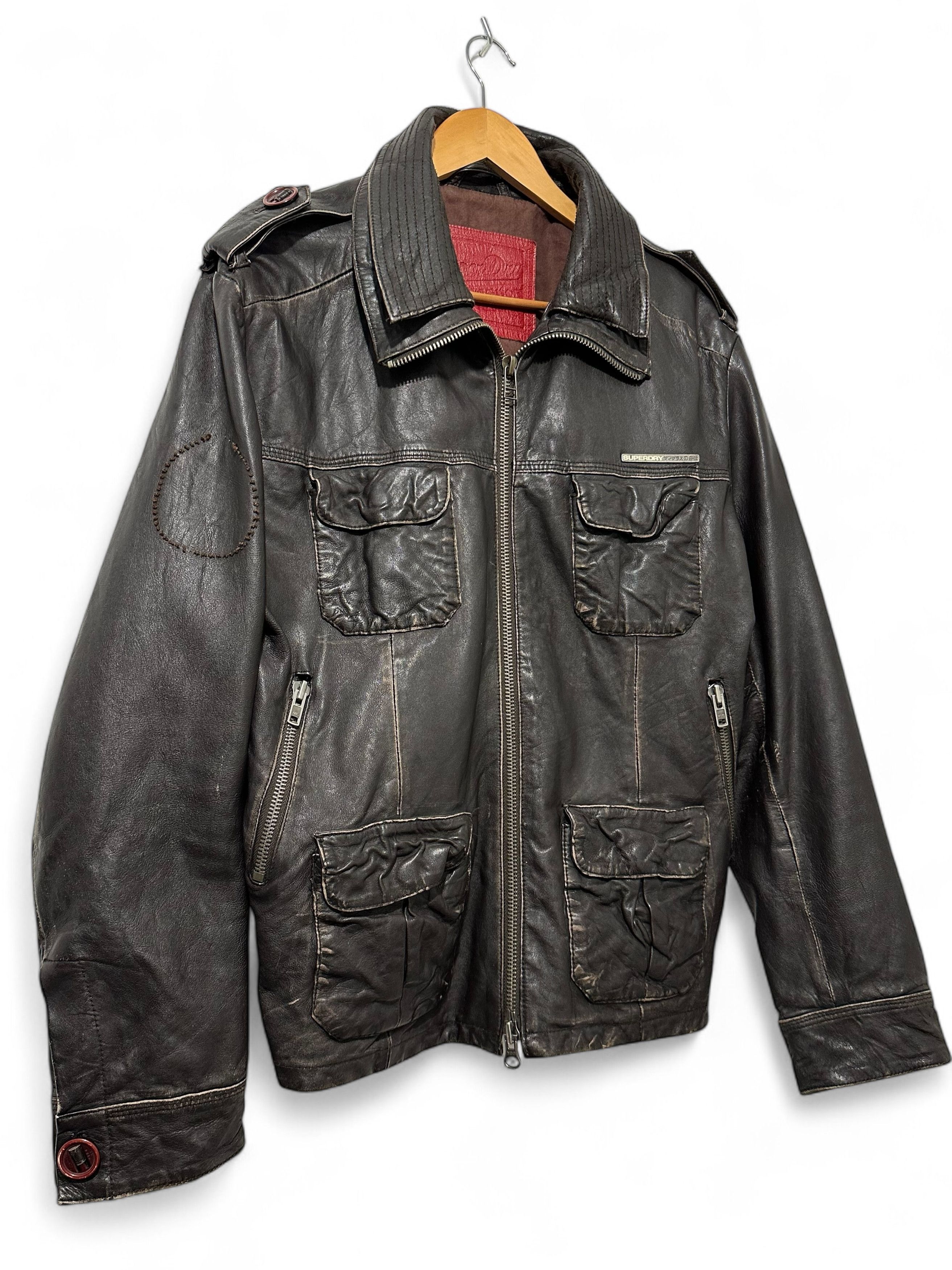 Allsaints × Superdry Superdry Brad Brown Leather Jacket Size US L / EU 52-54 / 3 - 2 Thumbnail