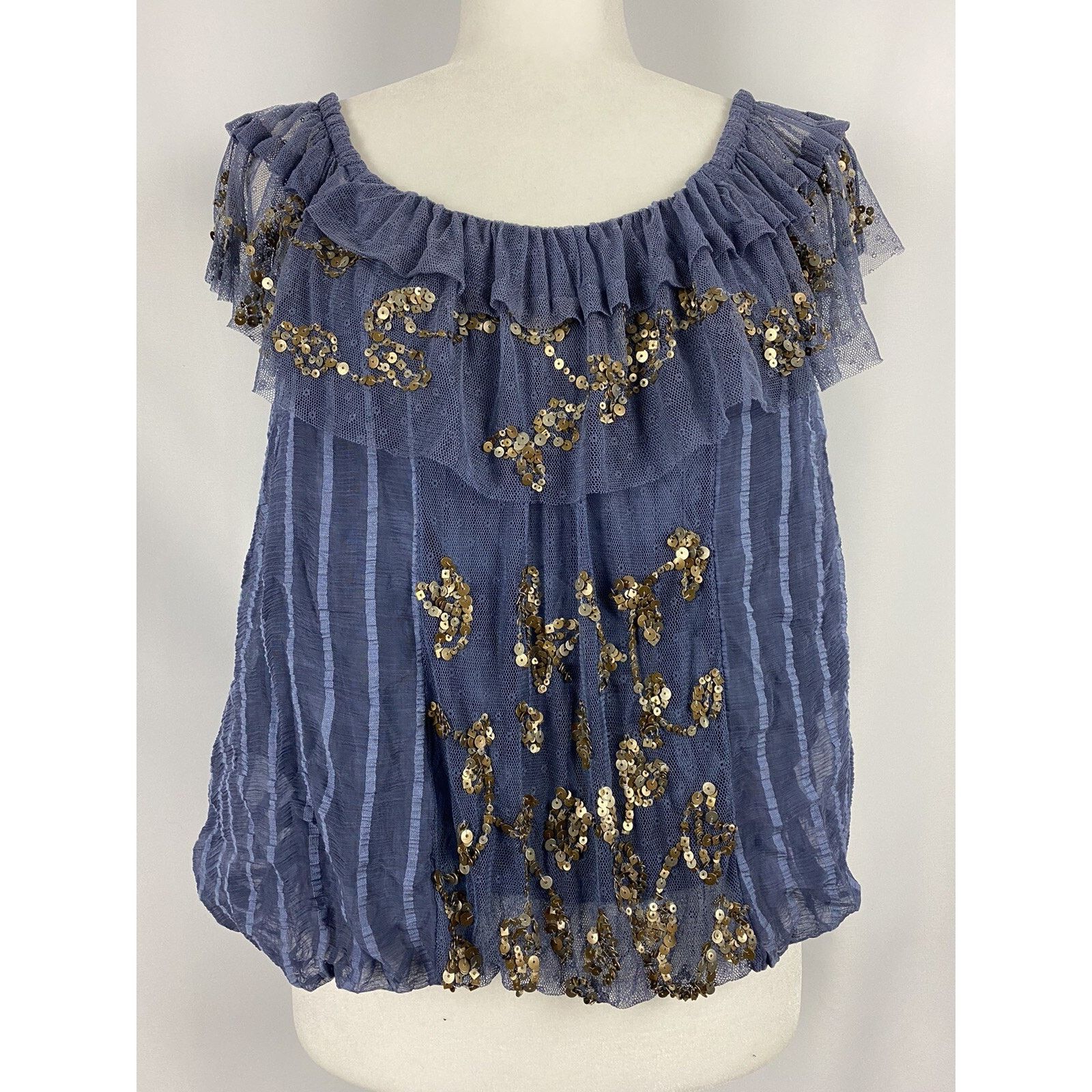 Free People Free People Elisas Of The Sholder Top Wild Blue A003037 Size S / US 4 / IT 40 - 2 Thumbnail