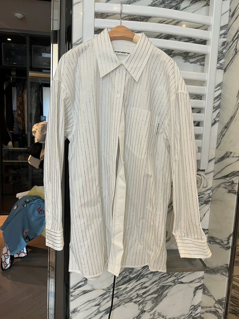 Alexander Wang White Rhinestone Shirt S