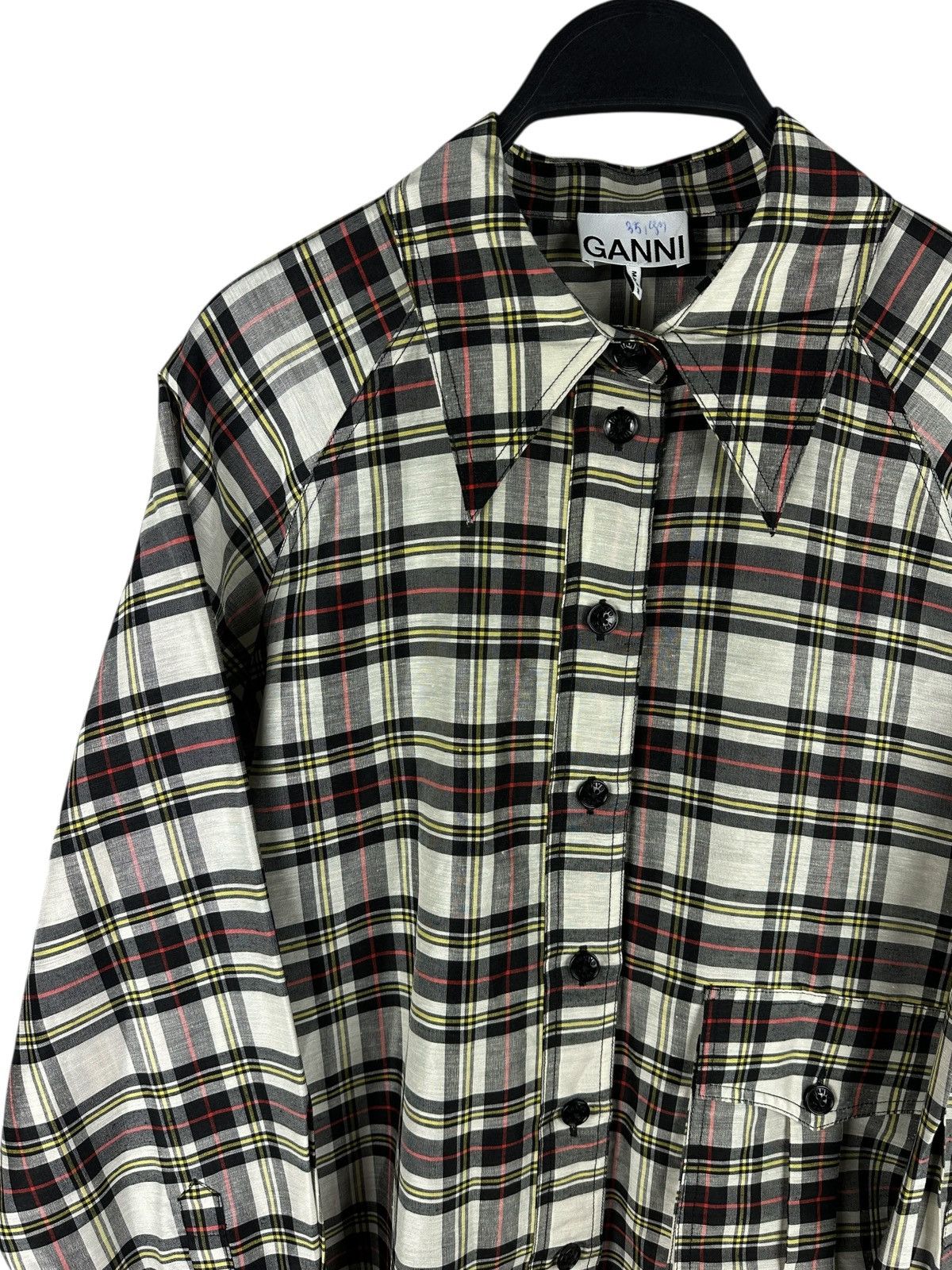 Ganni Ganni Oversized Plaid Shirt Long Sleeve Linen / Silk Pocket Size M / US 6-8 / IT 42-44 - 2 Thumbnail
