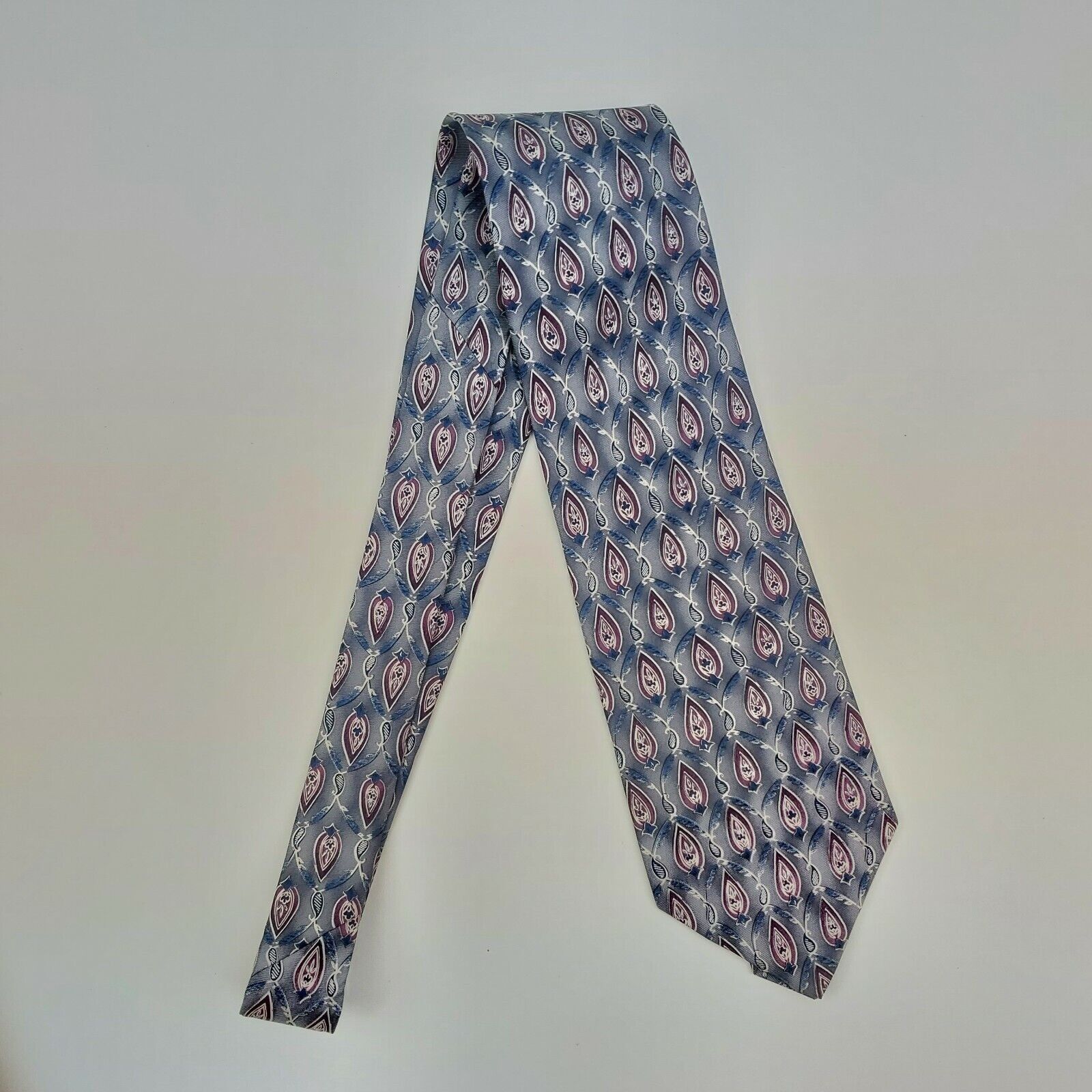 Stafford Stafford Silver Geometric Flower Silk Tie Wide Size ONE SIZE - 6 Thumbnail