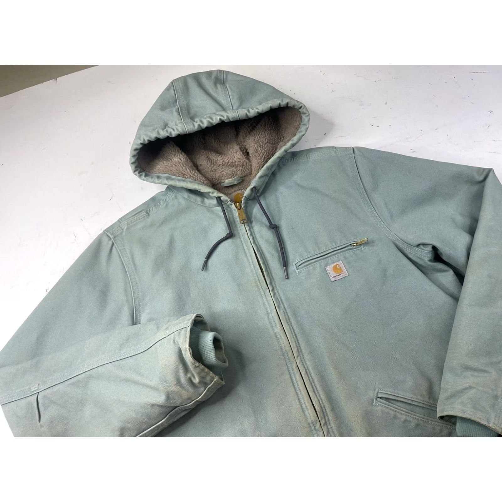Carhartt VINTAGE Carhartt WJ141 Seaglass Blue Sierra Sherpa Lined Jacket Women’s Large Full Zip Jacket Size L / US 10 / IT 46 - 2 Thumbnail
