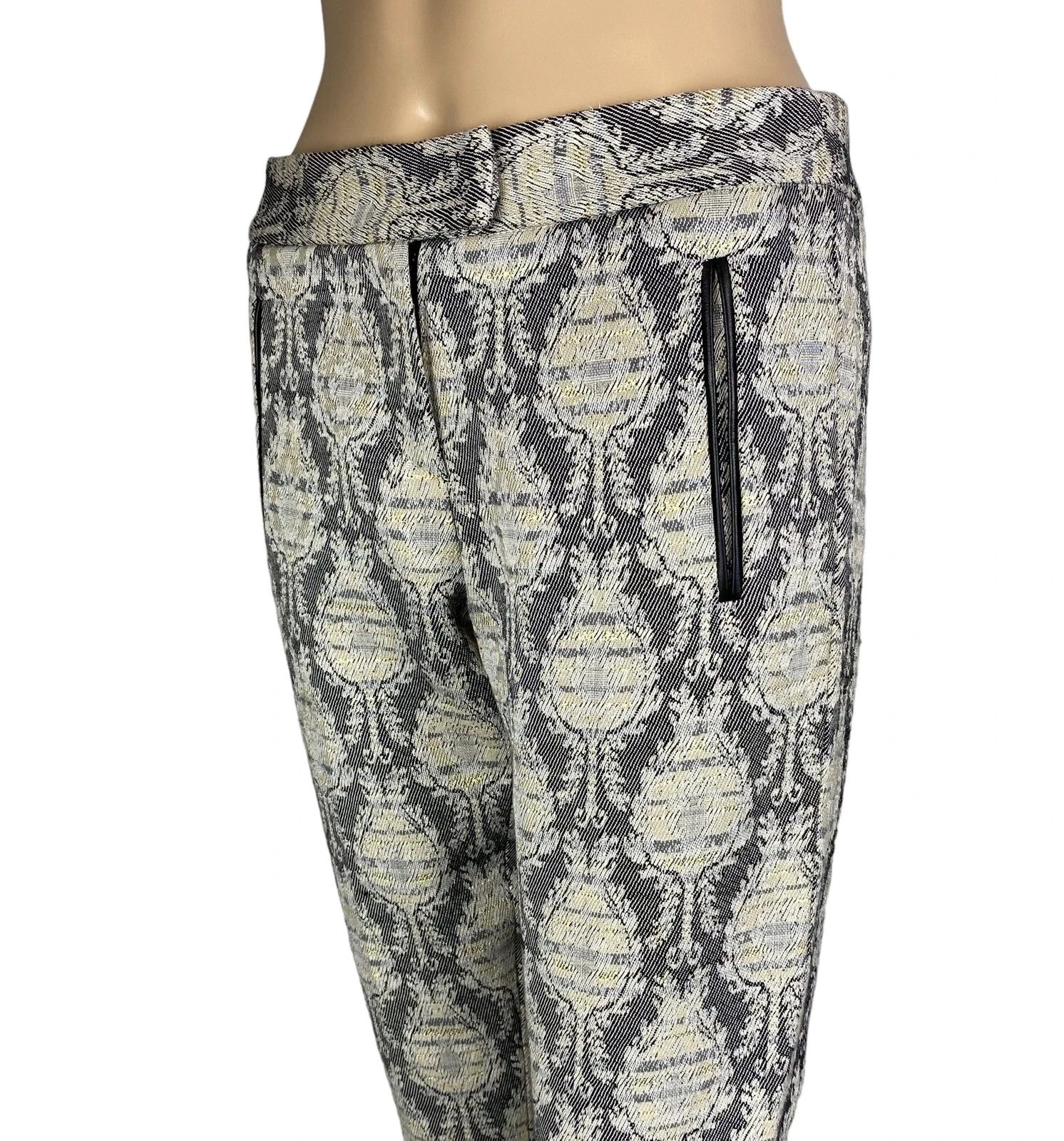 Maje Maje Embroidered Pants Crop Geometric Pattern Cotton Wool Size 25" / US 0 / IT 36 - 3 Thumbnail