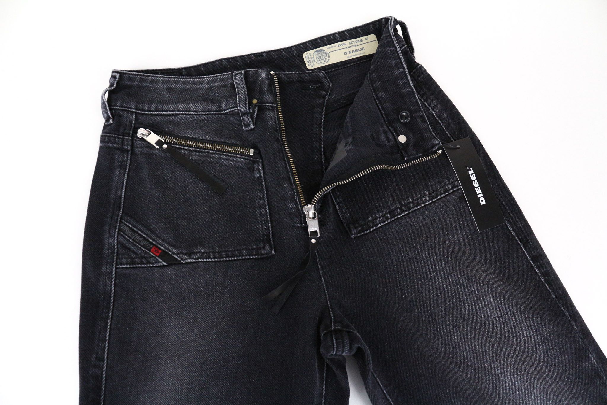 Diesel D-EARLIE 080AP W26/L32 Grey Zip Pocket Jeans 71554 Size 26" / US 2 / IT 38 - 3 Thumbnail