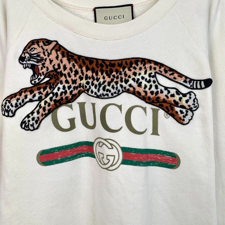 Gucci Gucci Beige jaguar embroidered round-neck long-sleeved swea Size US L / EU 52-54 / 3 - 4 Thumbnail