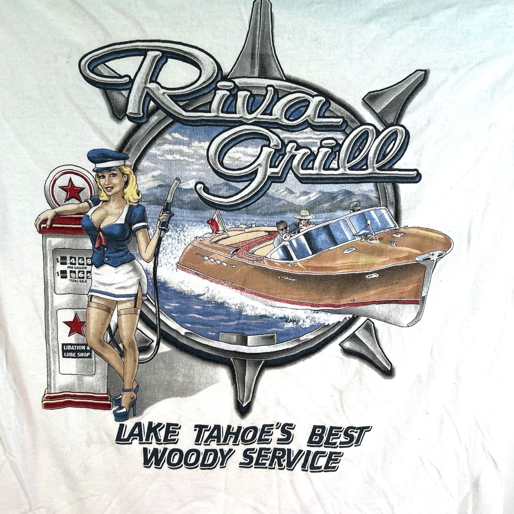 Vintage VINTAGE Riva Grill T-Shirt Mens XL 90s White Graphic Print Crew Neck Outdoor Nautical Size US XL / EU 56 / 4 - 7 Thumbnail