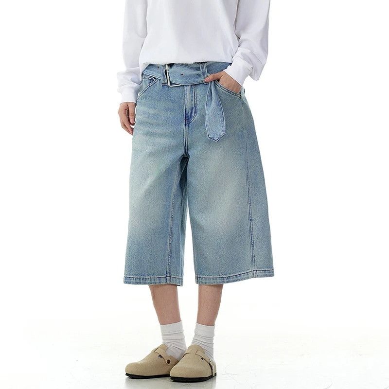 Jean Washed Blue Jorts Men Loose Fit High Street Style Size US 34 / EU 50 - 1 Thumbnail