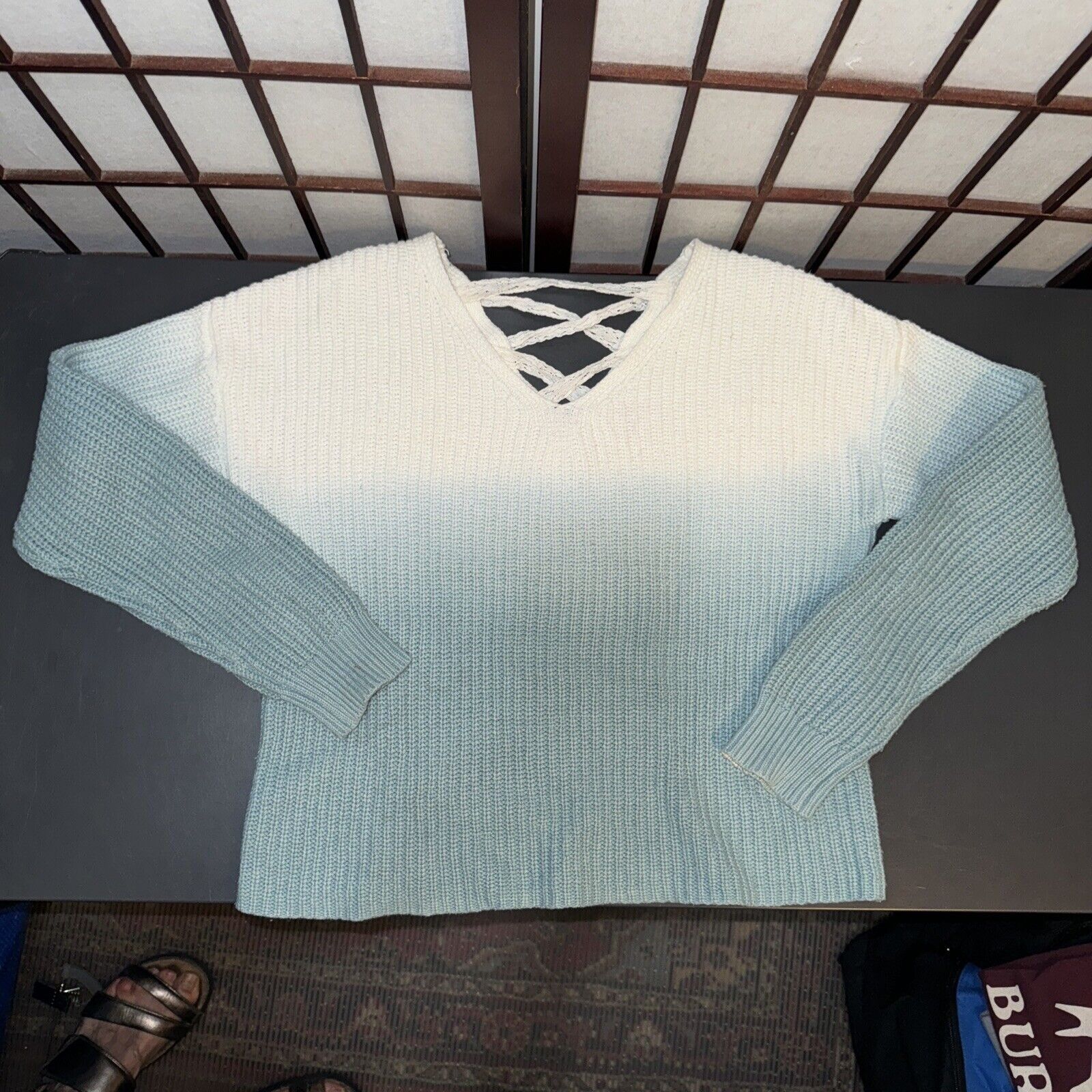 Other Justice Top Turquoise Ombre Sz 12 Pullover Chunky Cable Knit Size XL / US 12-14 / IT 48-50 - 14 Thumbnail