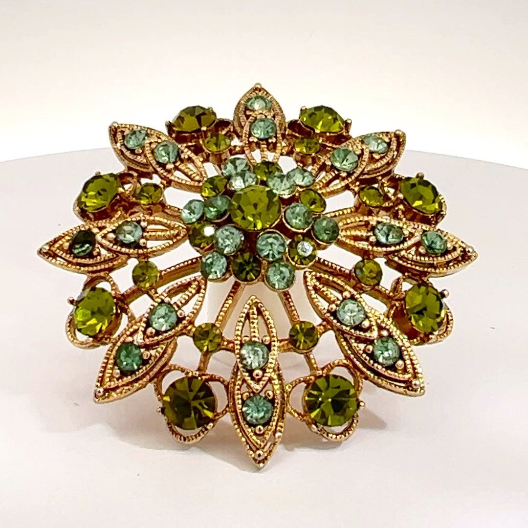 & Other Stories Liz Claiborne LC Green Blue Rhinestone Brooch Size ONE SIZE - 1 Thumbnail