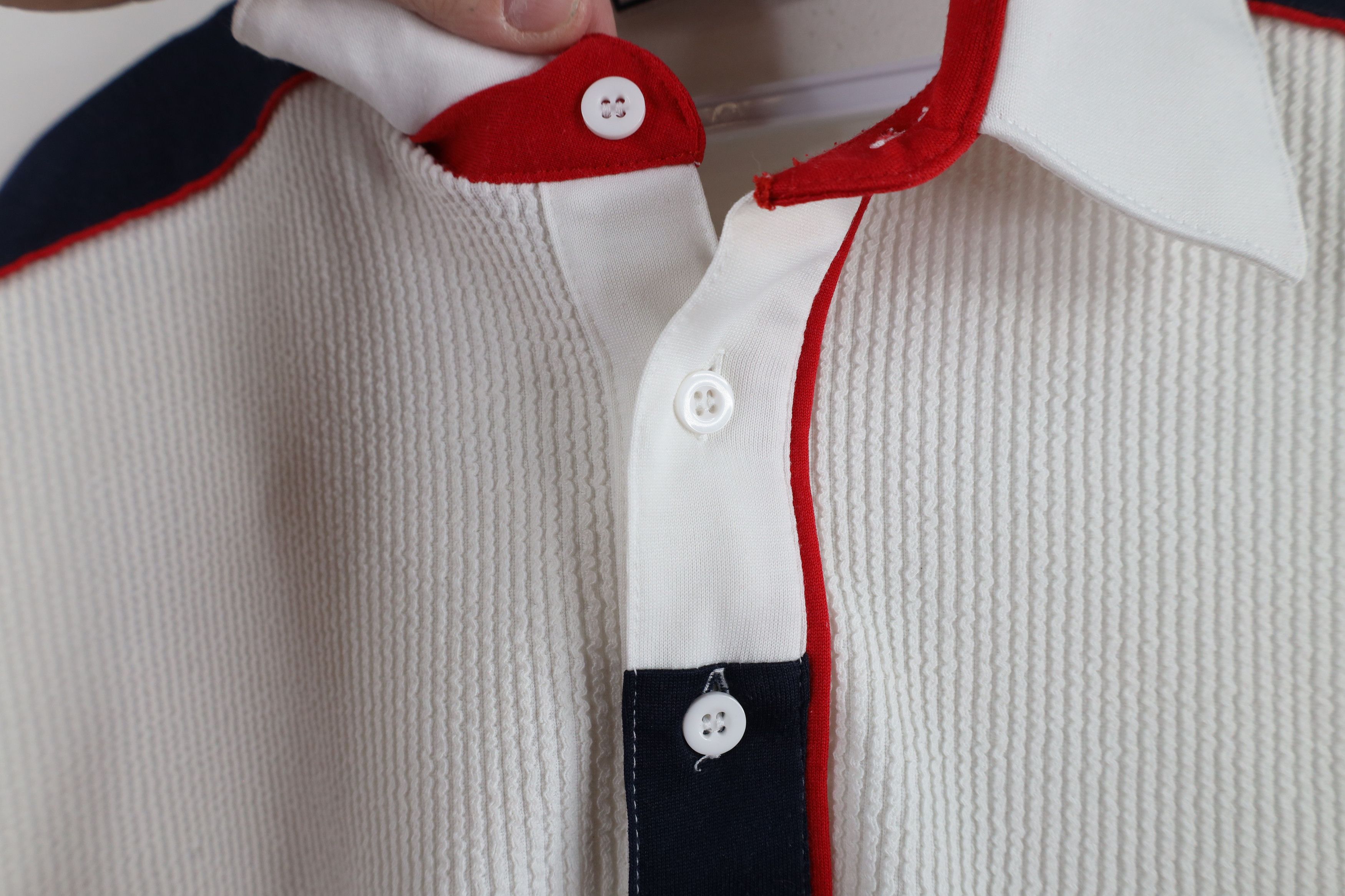 Vintage Vintage 90s Streetwear Block Ribbed Knit Pullover Polo Shirt Size US L / EU 52-54 / 3 - 7 Thumbnail