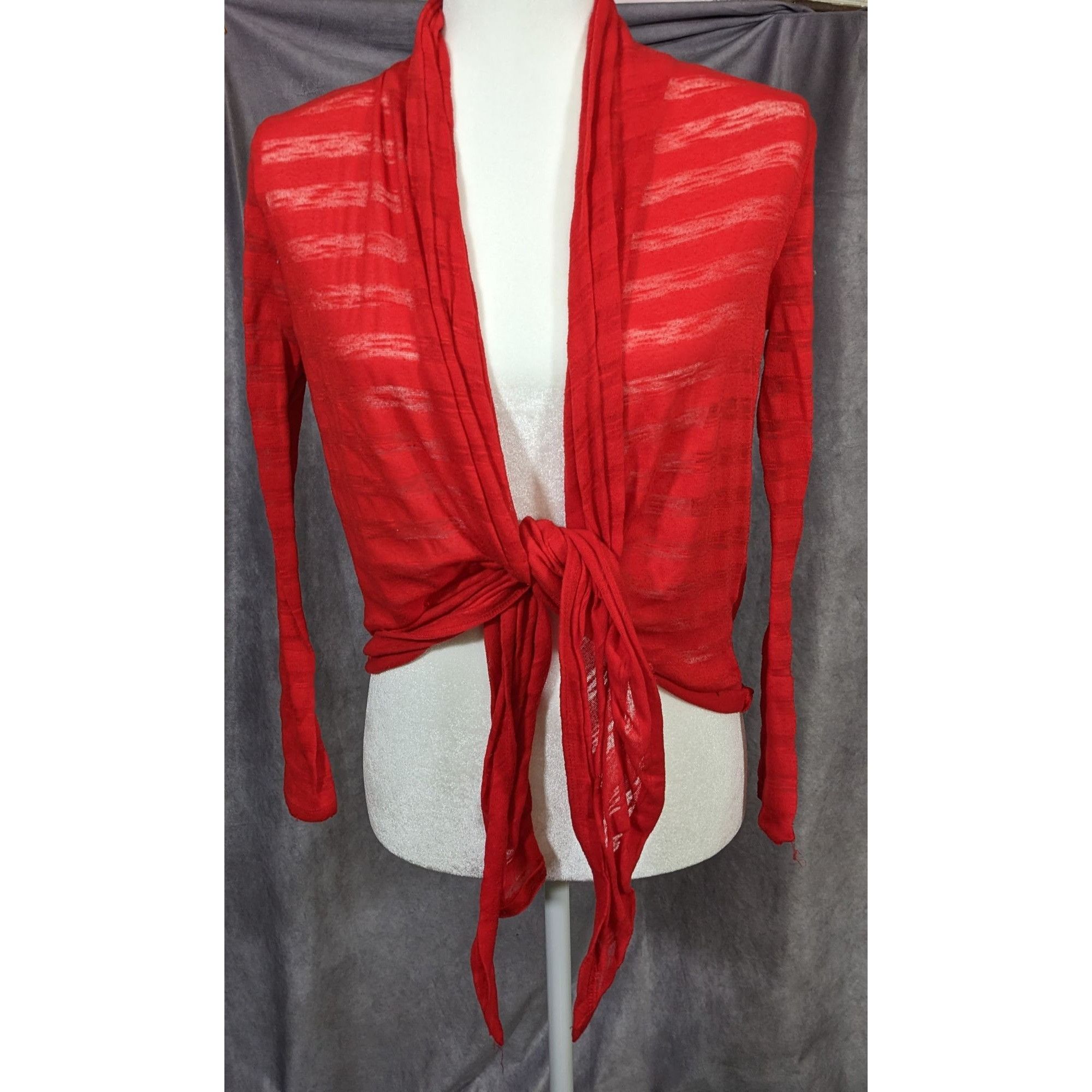 Other Y2K Coquette Crochet Heart Back Red Striped Cardigan Size M / US 6-8 / IT 42-44 - 9 Thumbnail