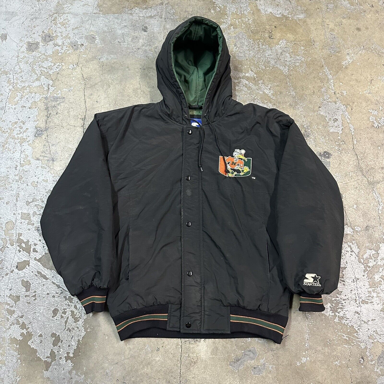 NCAA × Starter × Vintage Vintage Starter University Of Miami Hurricanes Puffer Jacket Size US S / EU 44-46 / 1 - 3 Thumbnail