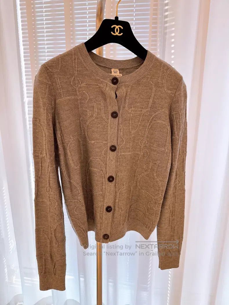 Hermes Hermes Stirrup Buckle Jacquard Knit Open Cardigan Size XS / US 0-2 / IT 36-38 - 1 Thumbnail