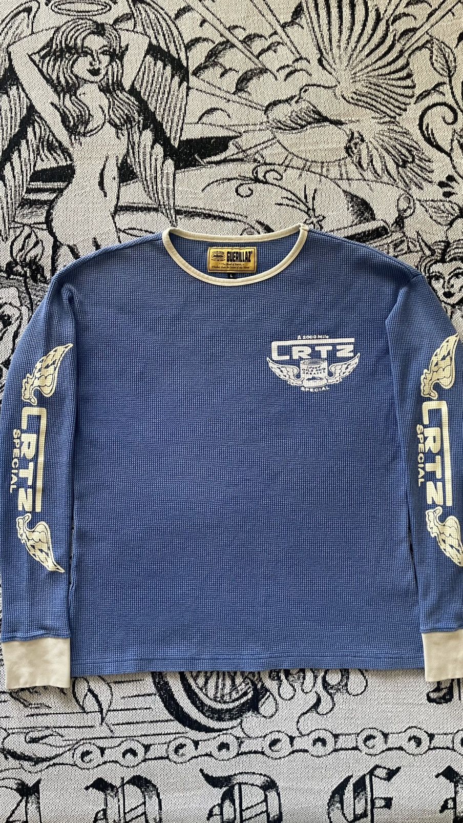 トップス Corteiz Gasolina Waffle Longsleeve Blue Corteiz C Starz Longsleeve Waffle T-Shirt Green Teal Men's