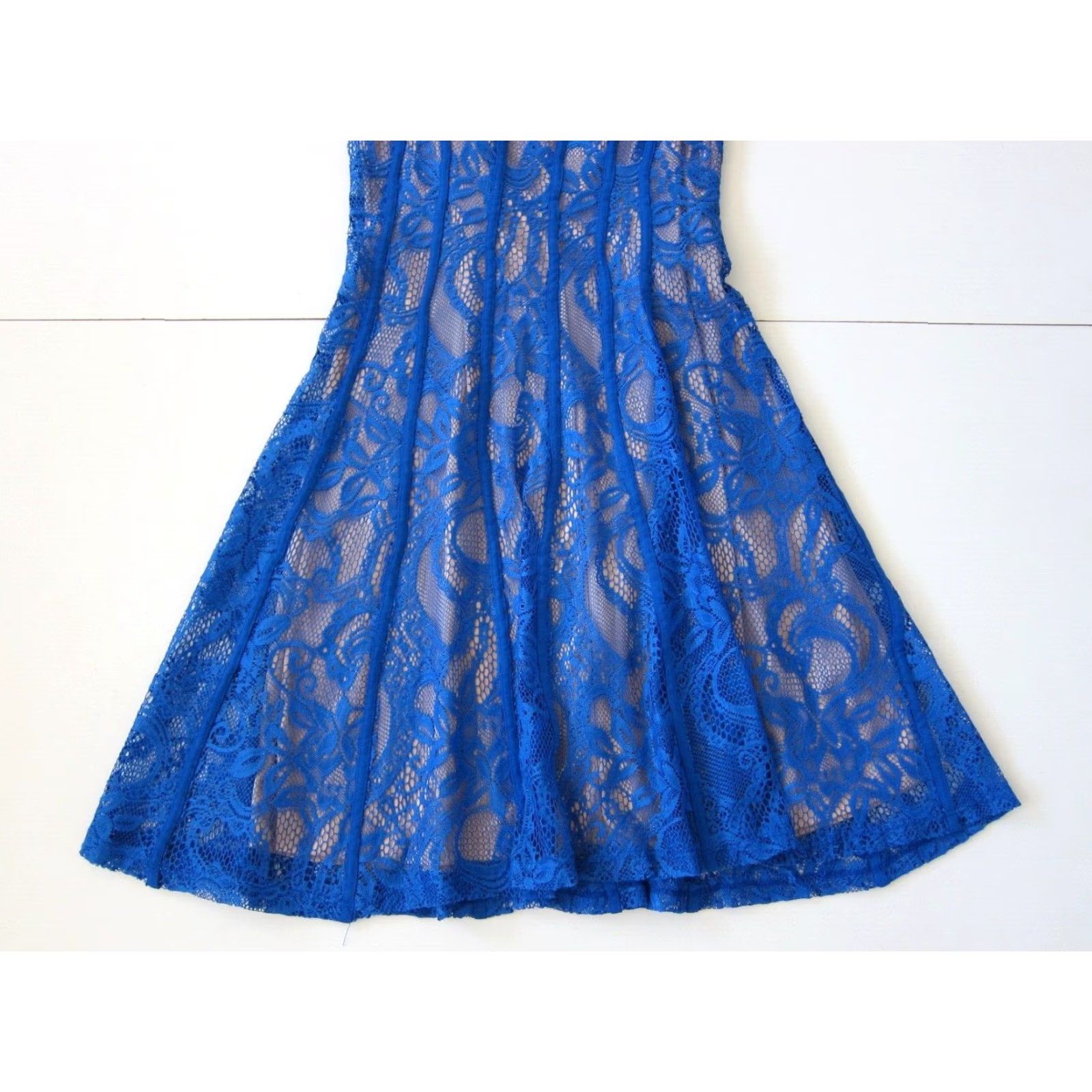 Cadalite Blue Lace Floral Stretch Sleeveless A-Line Party Tank Dress Small  Sun Dress Women - www.skelectricalsolution.com
