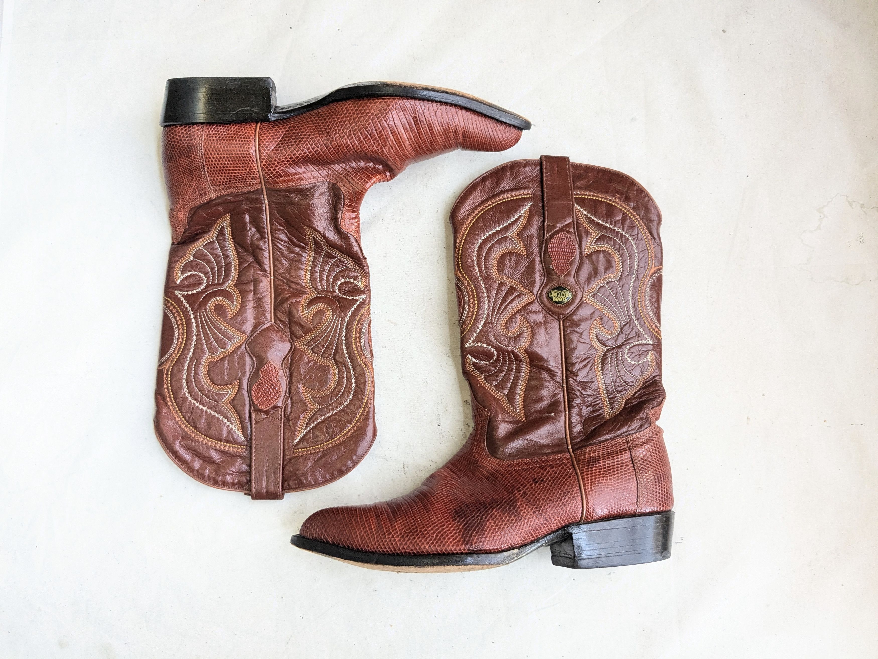 Genuine Leather Lizard Cowboy Boots Brown 11.5 EE Wide Mexico Botas Western Size US 11.5 / EU 44-45 - 1 Thumbnail