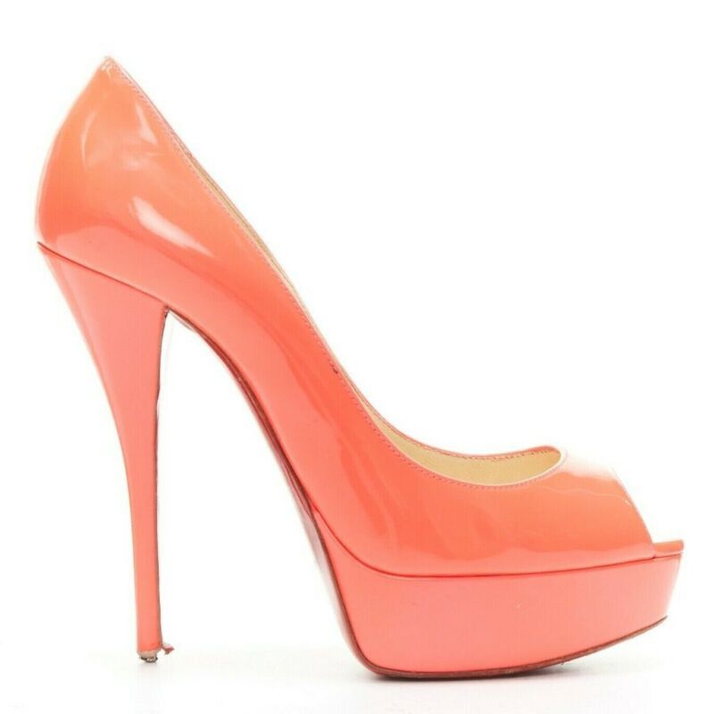 Christian Louboutin CHRISTIAN LOUBOUTIN Lady Peep 130 fuchsia hot pink platform high heel shoes EU36 Size US 6 / IT 36 - 1 Thumbnail