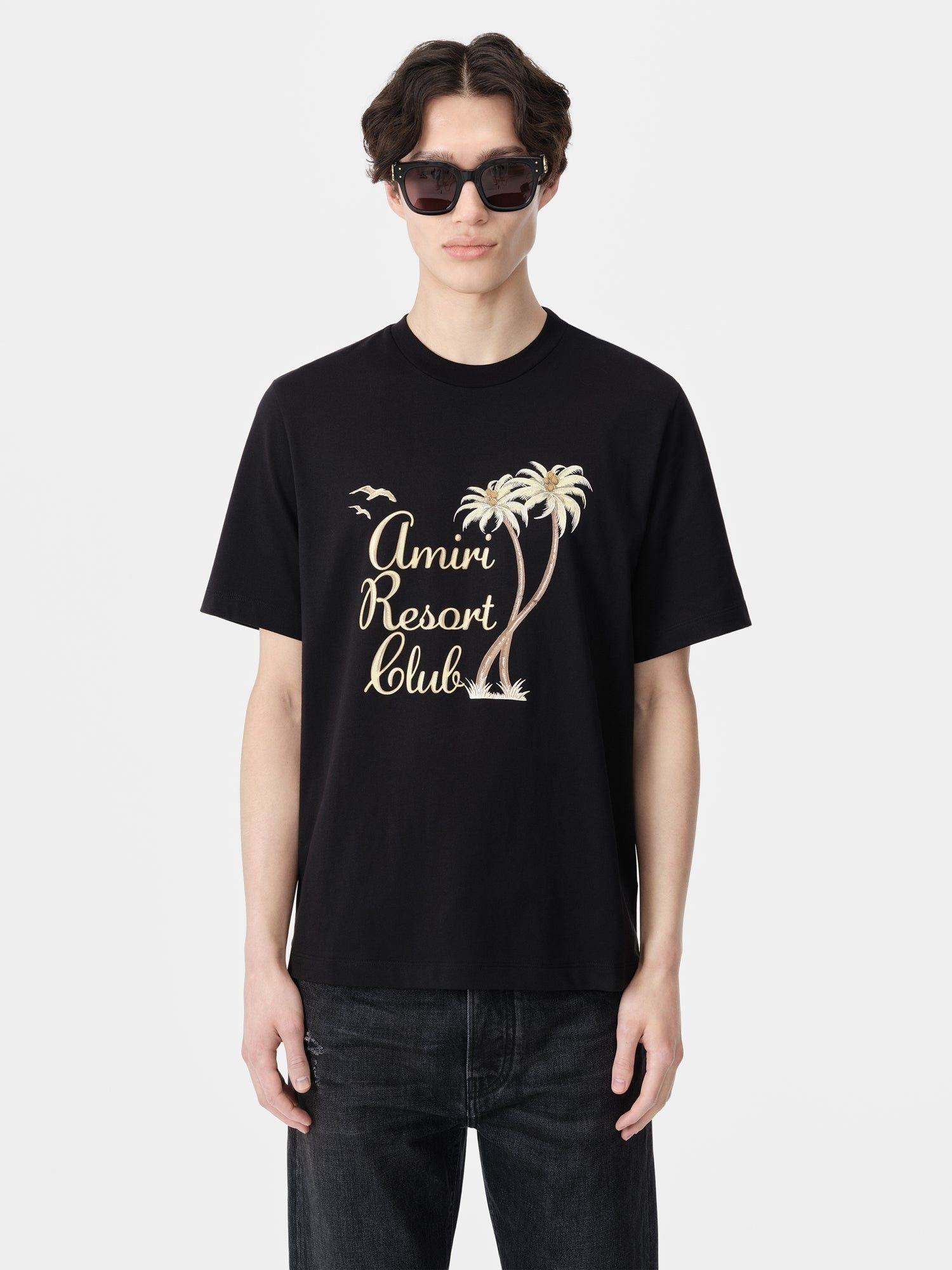o1s1wg110525 Twisted Palms T-Shirt in Black
