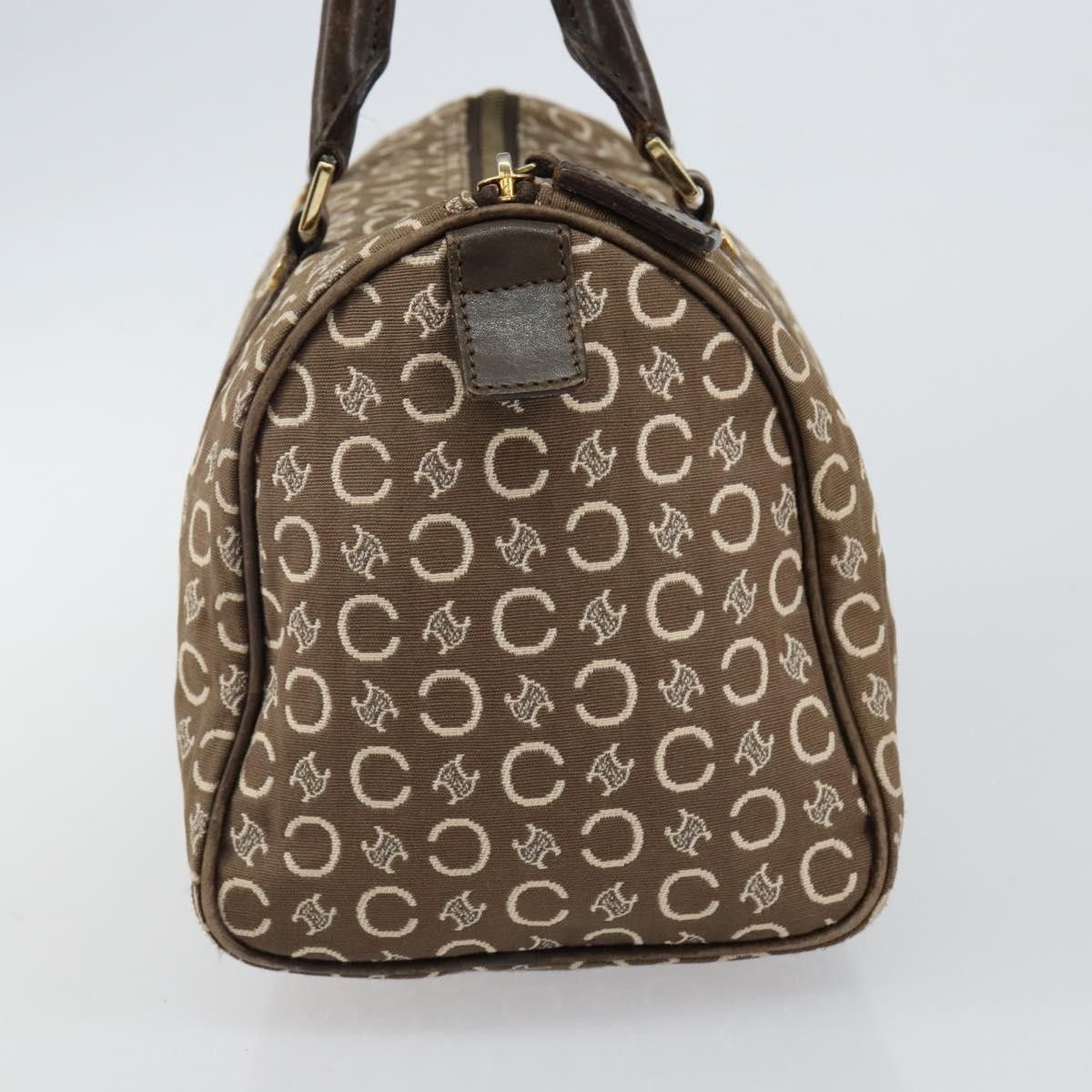 CELINE C Macadam Canvas Mini Boston Bag Brown Gold