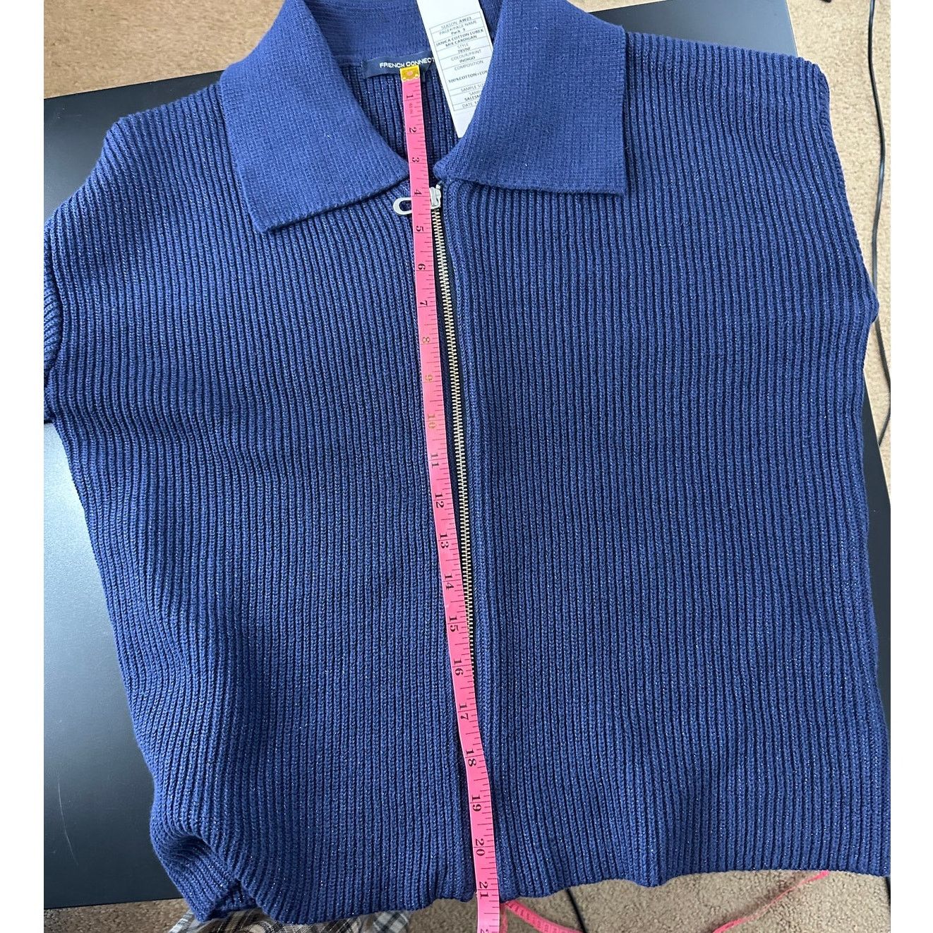 French Connection Indigo French Connection Janica Zip Cardigan Small Sweater Size S / US 4 / IT 40 - 3 Thumbnail
