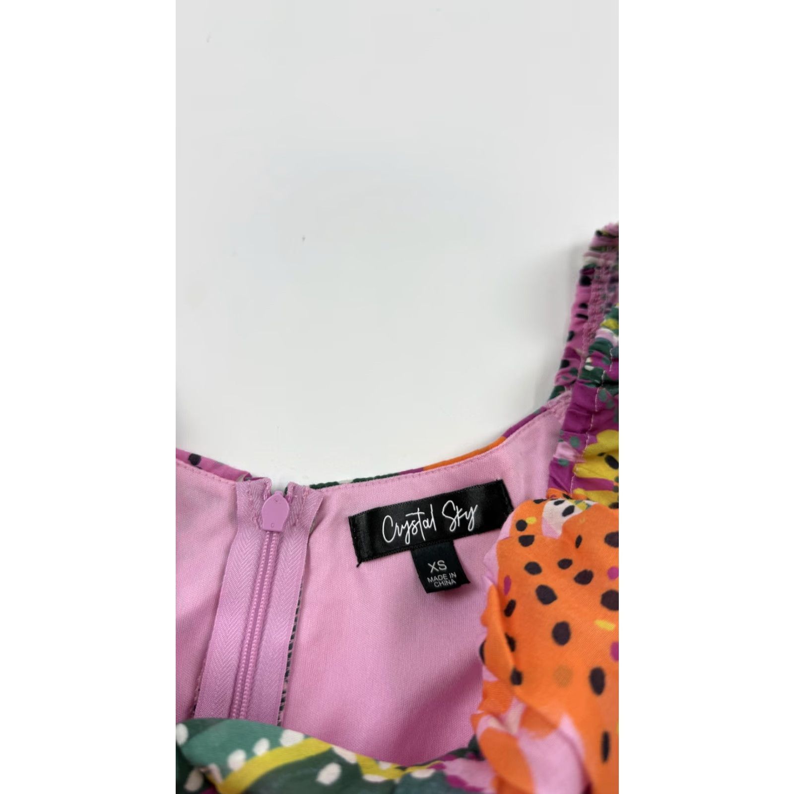 Pinko Crystal Sky Dress Womens XS Pink Floral Ruffle Tiered Puff Sleeve Mini Lined Size XS / US 0-2 / IT 36-38 - 4 Thumbnail