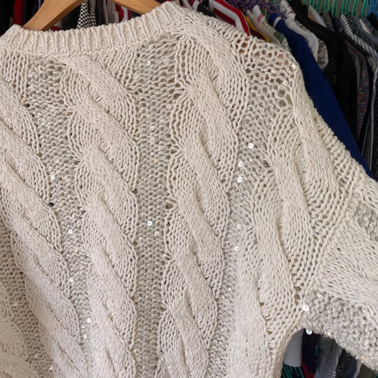 Brunello Cucinelli Brunello Cucinelli Cropped Sequin Cable Knit Sweater XS Size XS / US 0-2 / IT 36-38 - 11 Thumbnail