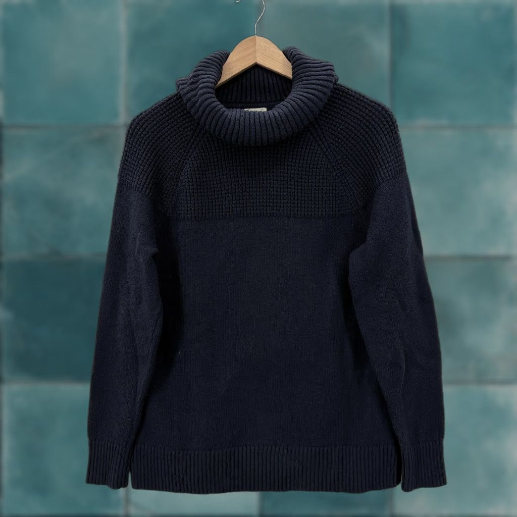 Vintage L.L.Bean Sweater Womens Medium Blue Turtleneck Waffle-Knit Pullover All-Day Casual Knit Size M / US 6-8 / IT 42-44 - 1 Thumbnail