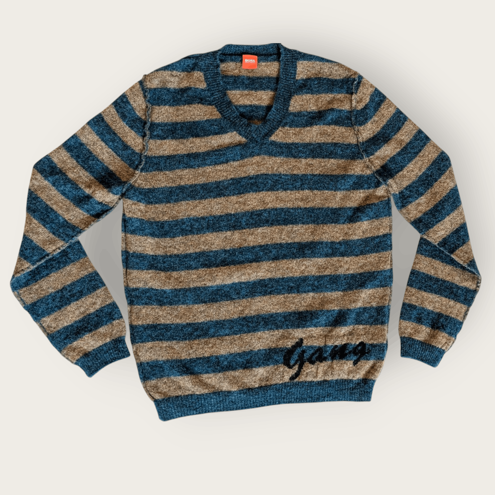 Hugo Boss Hugo Boss Wool Sweater Striped V-Neck Made in Italy Size L Size US L / EU 52-54 / 3 - 1 Thumbnail
