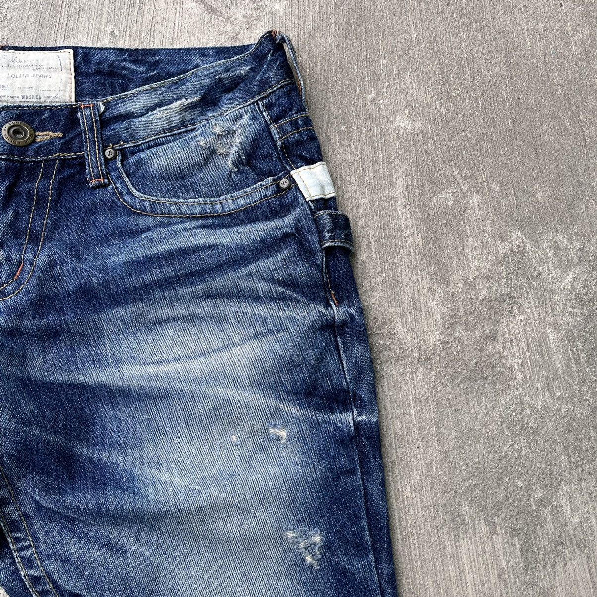If Six Was Nine Vintage Lolita Buckle Back Faded Flare Distressed Jeans Size US 33 - 9 Thumbnail