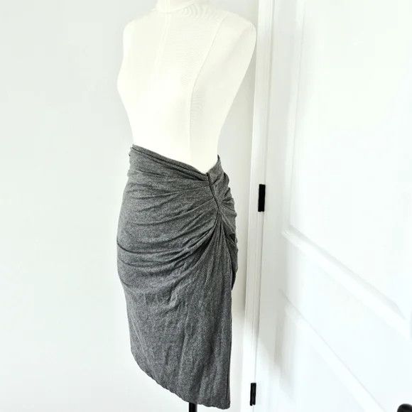 M.M.LaFleur Soho Charcoal Melange Ruched Skirt Fall Party Spring Work Size 28" / US 6 / IT 42 - 4 Thumbnail