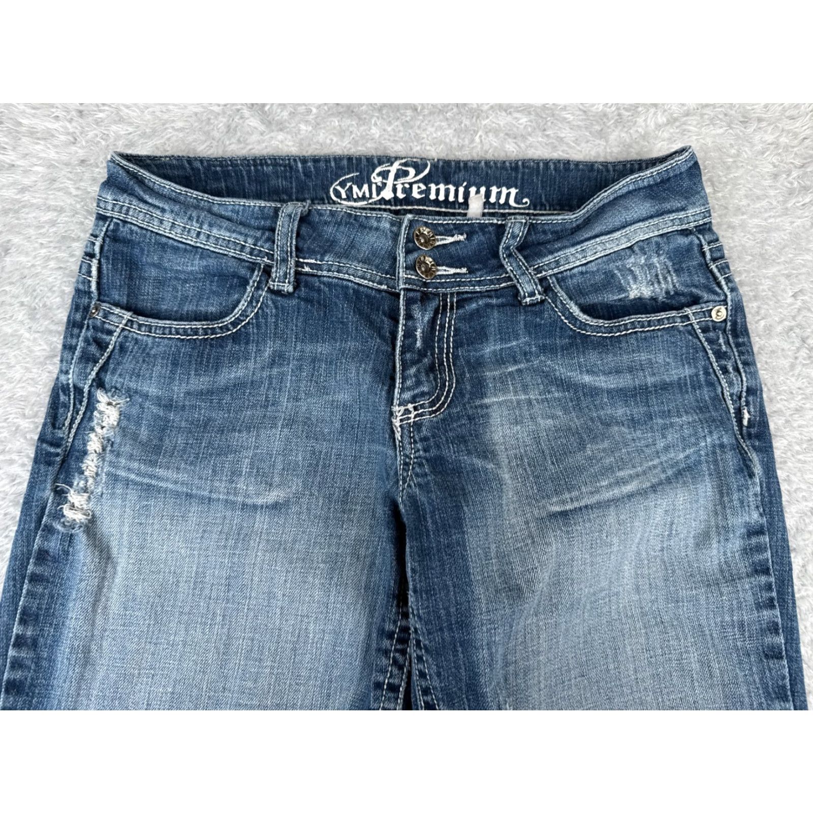 Vintage VINTAGE YMI Jeans Womens Bootcut Denim Pants 27x30 Low Rise Distressed Stretch Cotton 80s Size 25" / US 0 / IT 36 - 4 Thumbnail