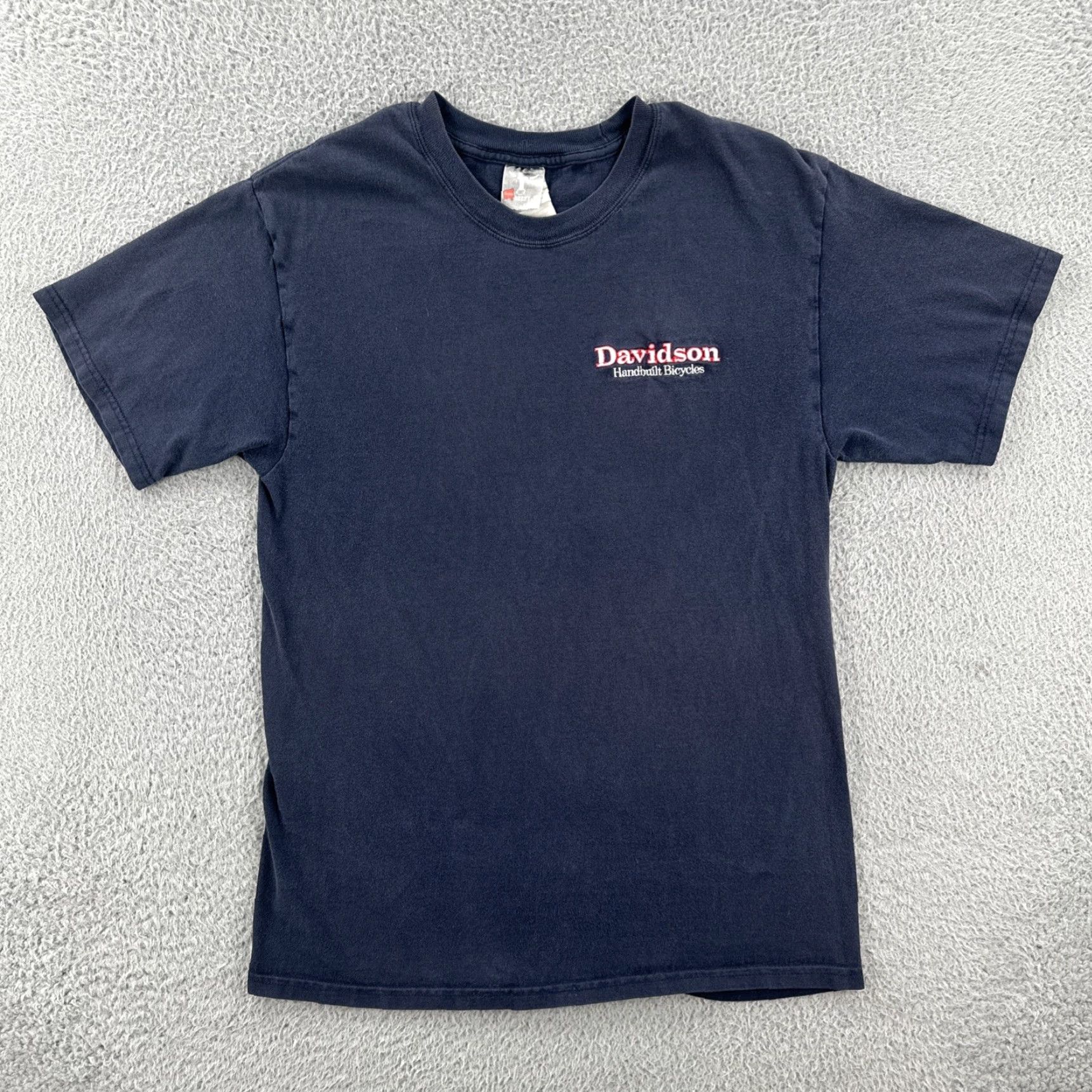 Hanes VINTAGE Hanes Beefy-T T-Shirt Blue Embroidered Davidson Handbuilt Bicycles Men Medium Size US M / EU 48-50 / 2 - 2 Thumbnail