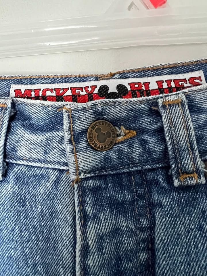 Mickey Mouse Vintage 90s Mickey Blues "World Tour" High-Waisted Jeans Size US 28 / EU 44 - 4 Thumbnail