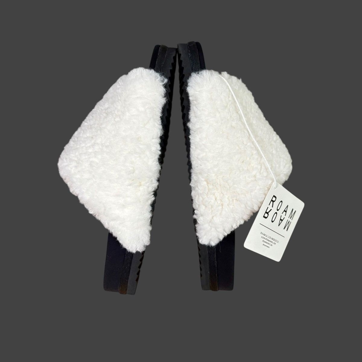 Other Roam Black Fuzzy Slide Sandals Faux White Fur Sz 5.5 -6 Size US 5.5 / IT 35.5 - 12 Thumbnail