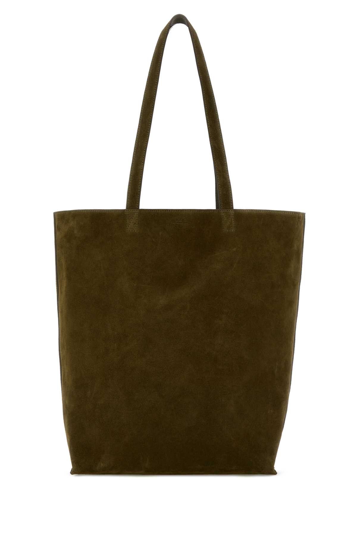 A.P.C. Olive Green Suede Maiko Shopping Bag Size ONE SIZE - 1 Thumbnail
