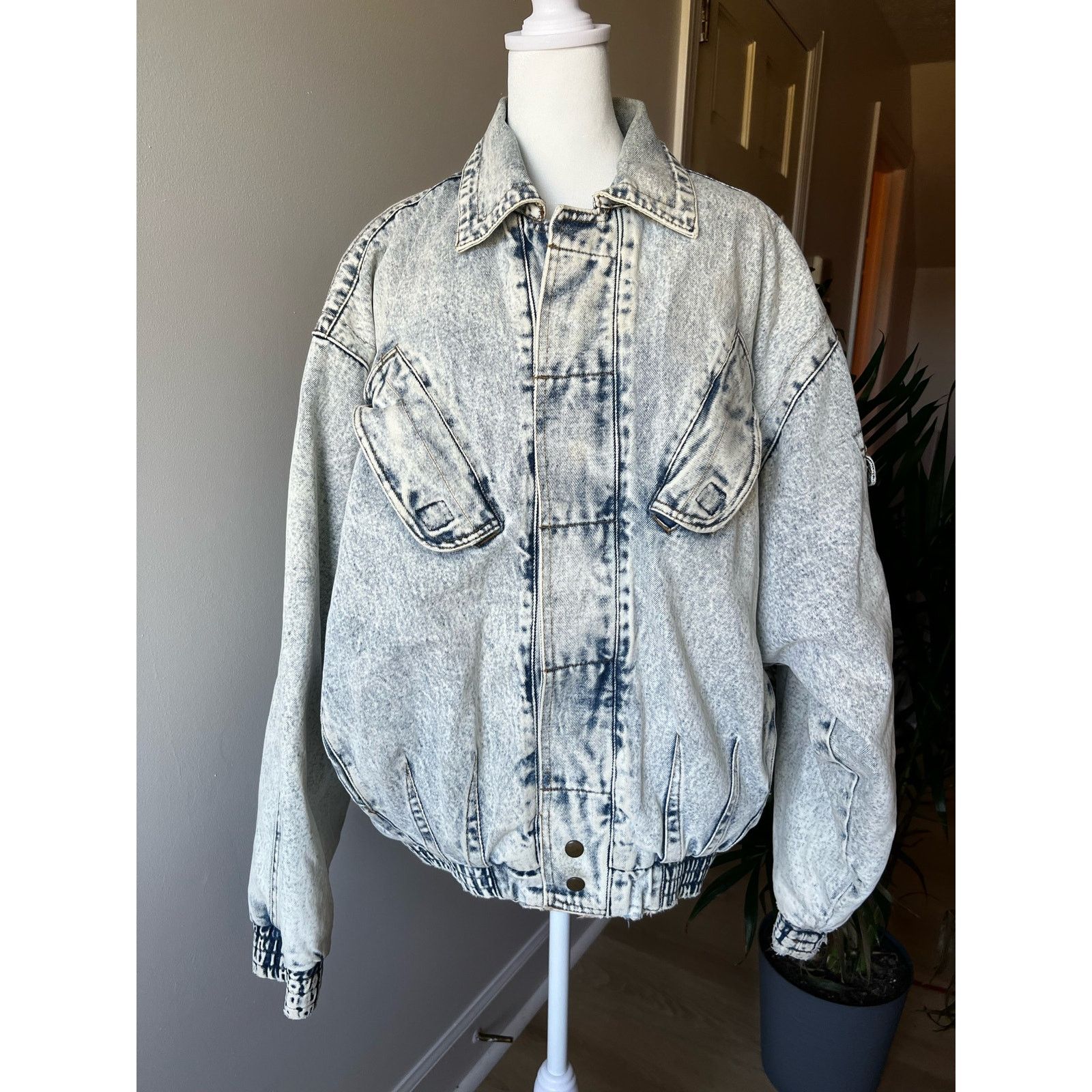 Vintage RARE Bruno 80s Acid Wash Denim Bomber size Medium Size US M / EU 48-50 / 2 - 1 Thumbnail