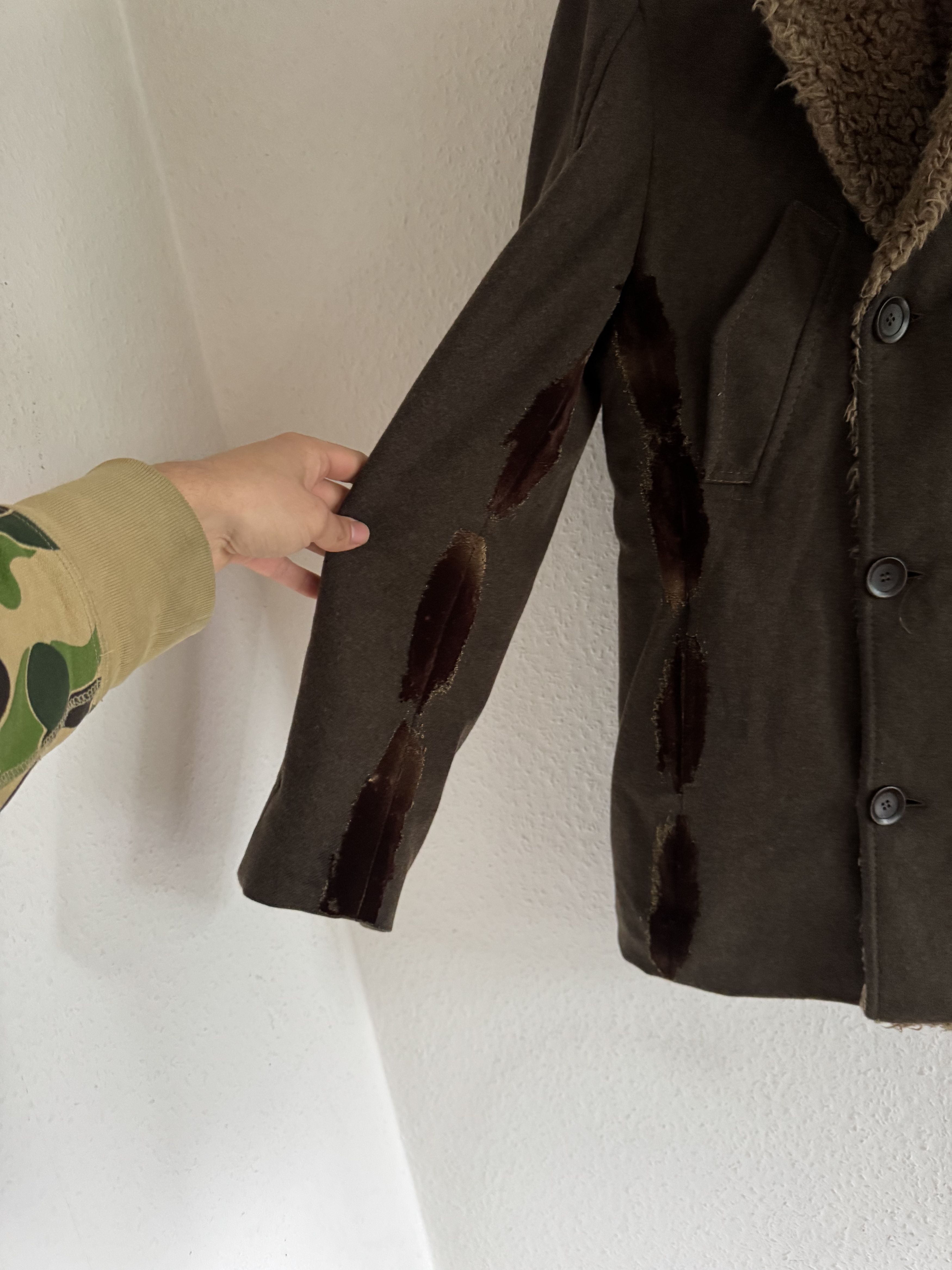 Just Cavalli Decorated Faux Fur Patch Wool Coat Size US XL / EU 56 / 4 - 7 Thumbnail