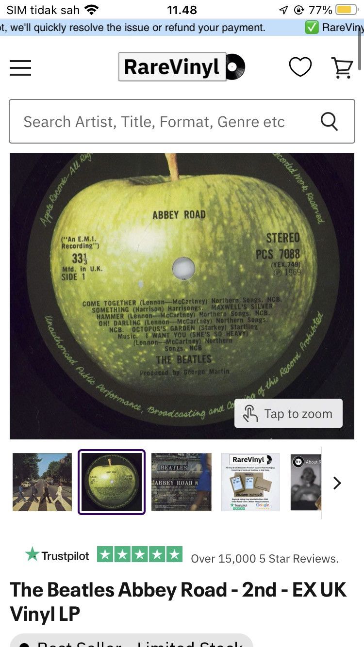 Vintage The Beatles Abbey Road Vinyl 12” inch uk pressings 1969 Size ONE SIZE - 7 Thumbnail