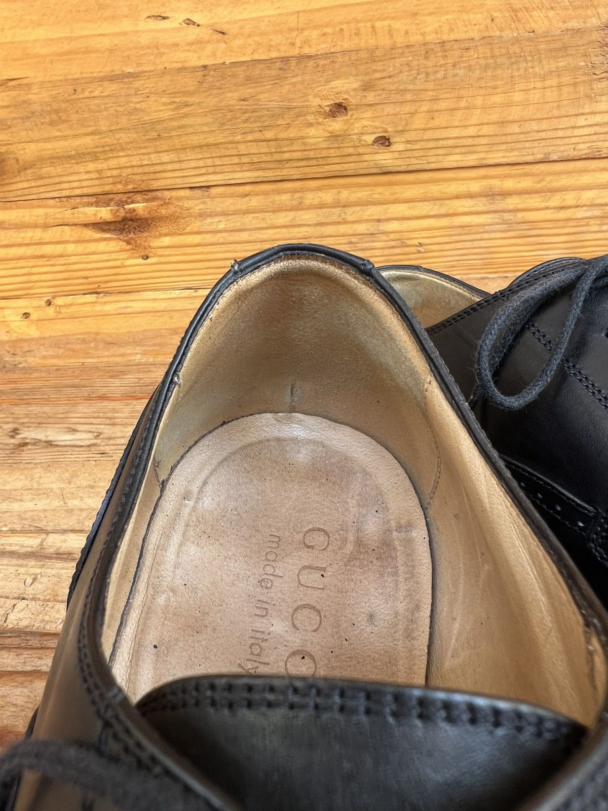 Gucci Gucci Black Leather Lace-up Perforated Cap Toe Dress Shoes Size US 8 / EU 41 - 16 Thumbnail