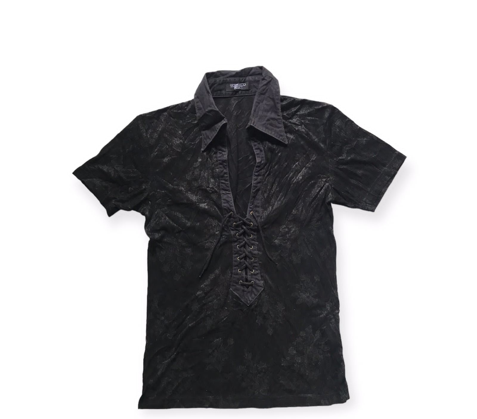 image of Tornado Mart Monogram Flower Poloshirts Vtg! in Black, Men's (Size Medium)