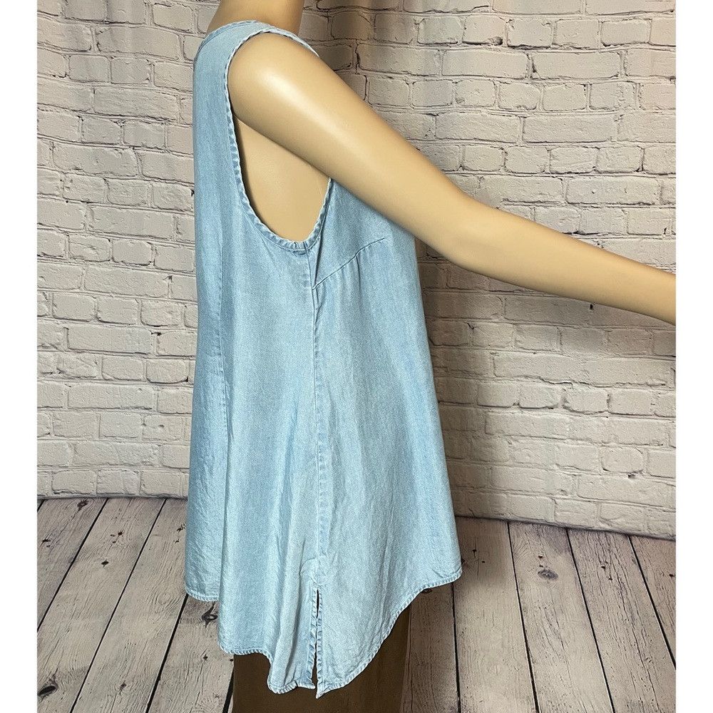 Other Soft Surroundings Timely Blue Chambray Sleeveless Tank Top Size S / US 4 / IT 40 - 3 Thumbnail