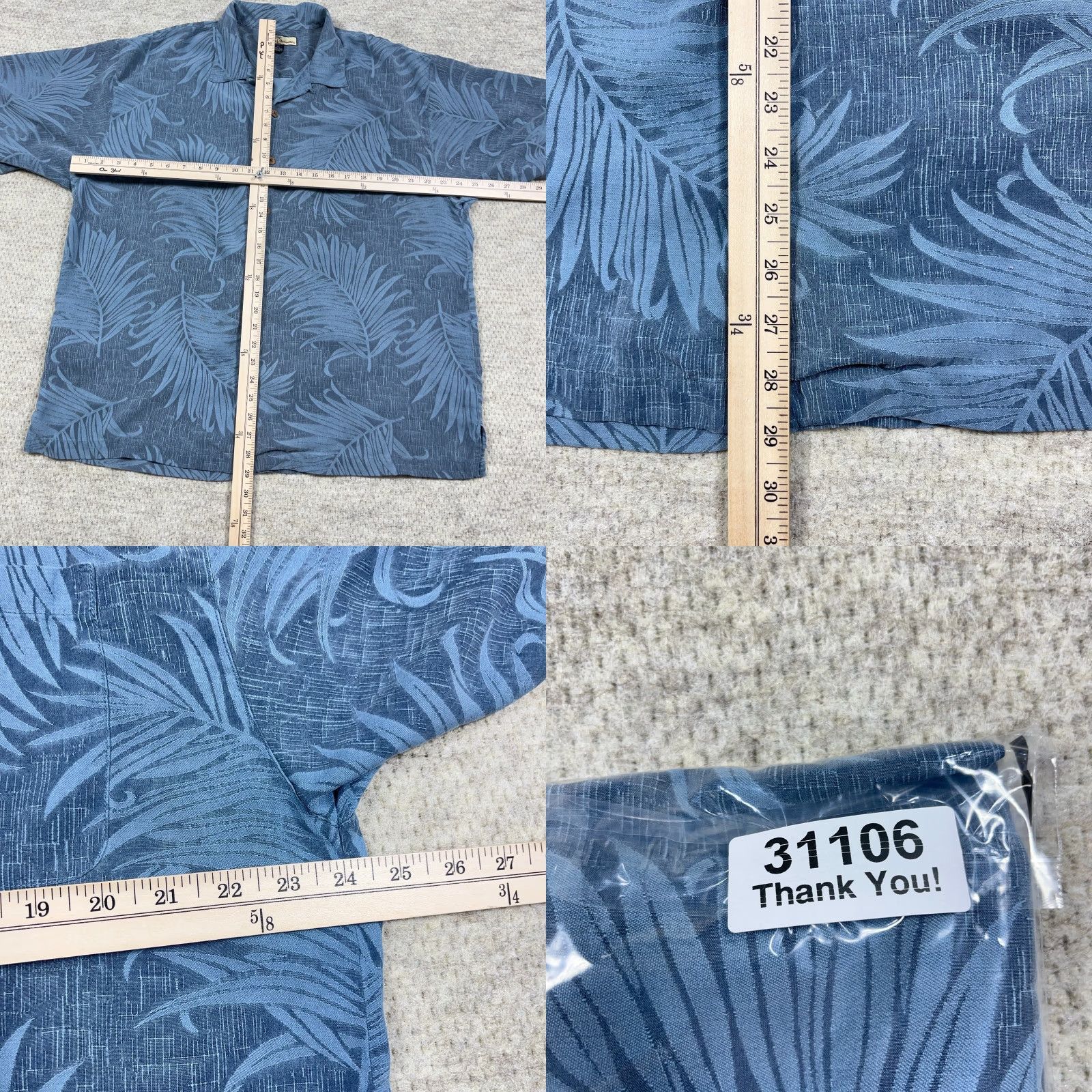 Tommy Bahama Tommy Bahama Shirt Men Large Blue Floral Silk Hawaiian Button Up Camp Palm Leaf Pocketed Size US L / EU 52-54 / 3 - 8 Thumbnail