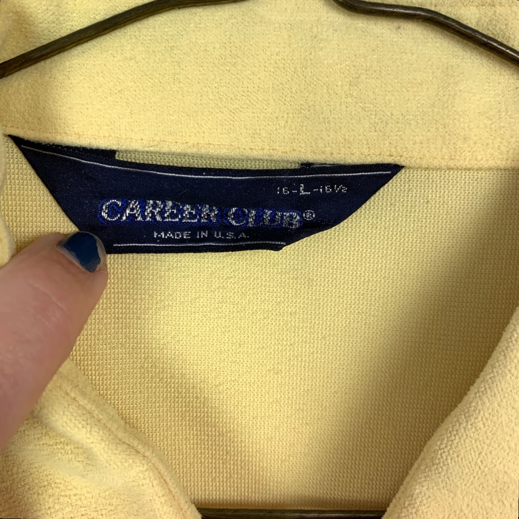 Velour VINTAGE Career Club Shirt Large Yellow 60s Damaged Long Sleeve Button-Down Mens Size US L / EU 52-54 / 3 - 3 Thumbnail