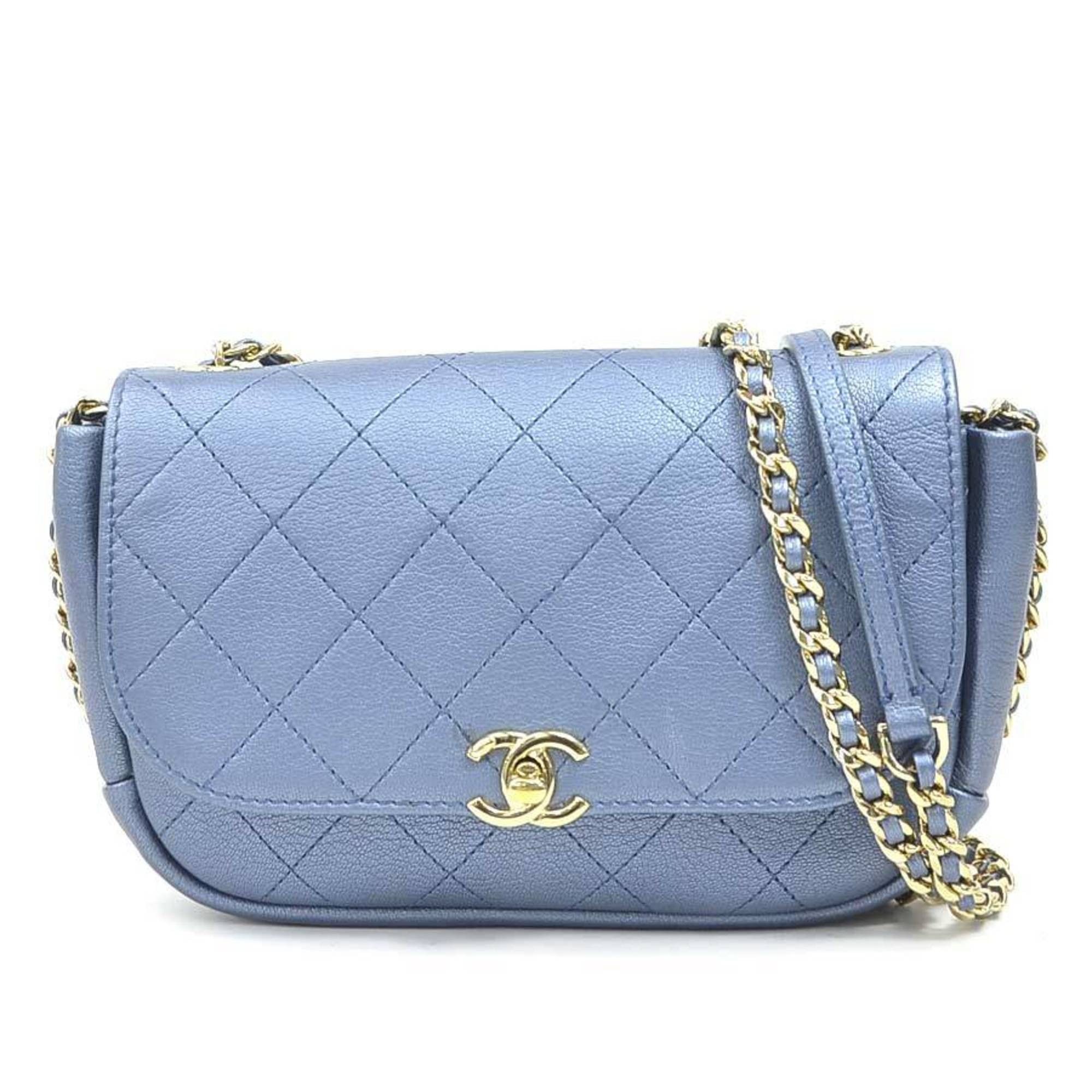 Chanel CHANEL Shoulder Bag, Leather, Metallic Blue and Gold, Women's, 90206g Size ONE SIZE - 1 Thumbnail